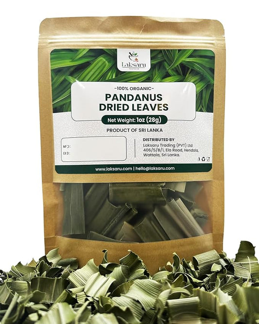 Laksaru 1 oz - 28g - Dried Pandan Leaves (Pandanus) – Natural Flavoring for Asian Cuisine, Desserts & Herbal Tea - Product from Sri Lanka