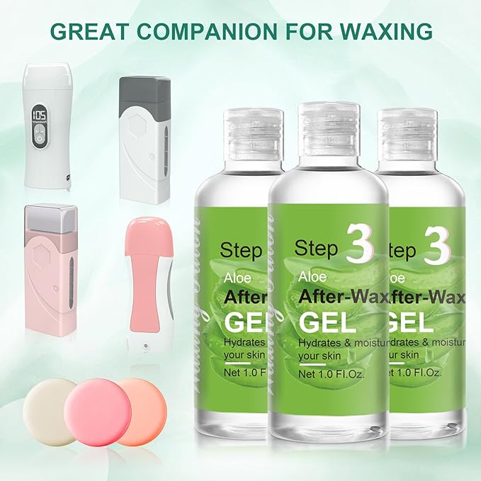 Aloe Vera Gel Unscented, Soothing and Moisture after waxing care, from freshly cut Pure Aloe, Sunburn Relief, for Face, Skin and Hair, 3 bottles (1.01 fl oz x 3)