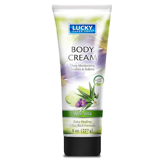 Lucky Super Soft Body Cream, Aloe Vera, 8 Ounce