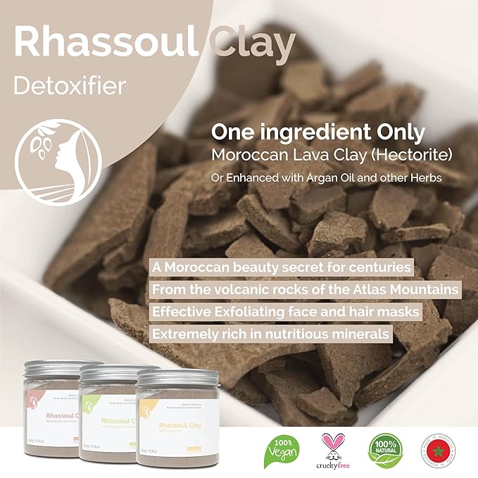 Fatima's Garden Rhassoul Clay - Natural Detox Clay for Skin & Hair, 425g