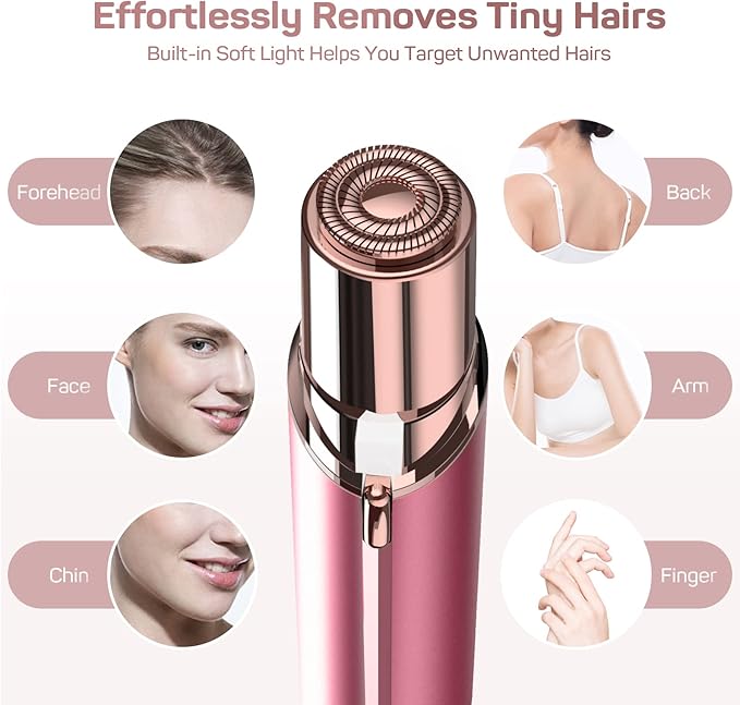 gurelax Facial Hair Removal for Women, Facial Hair Remover, Electric Face Shaver, Painless Hair Removal Device for Lip, Chin with a Velvet Bag