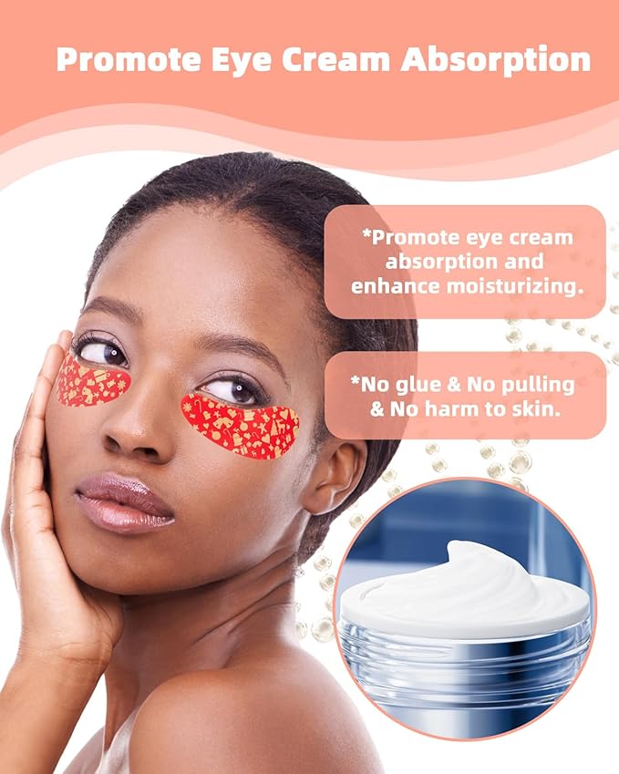 Under Eye Patches Silicone - 5 Pairs Reusable Eye Patches, Christmas Gifts for Women, Eye Wrinkle Patches, Reusable Under Eye Mask, Plump Fine Lines & Wrinkles, Christmas Red & Green