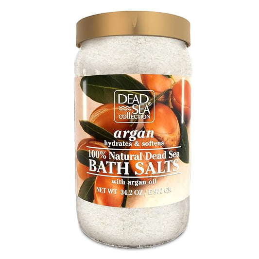 Dead Sea Collection Bath Salts with Argan – Pure Dead Sea Salt and Argan Oil - Nourishing Soothing and Relaxing Skin and Muscle – 34.2 Oz