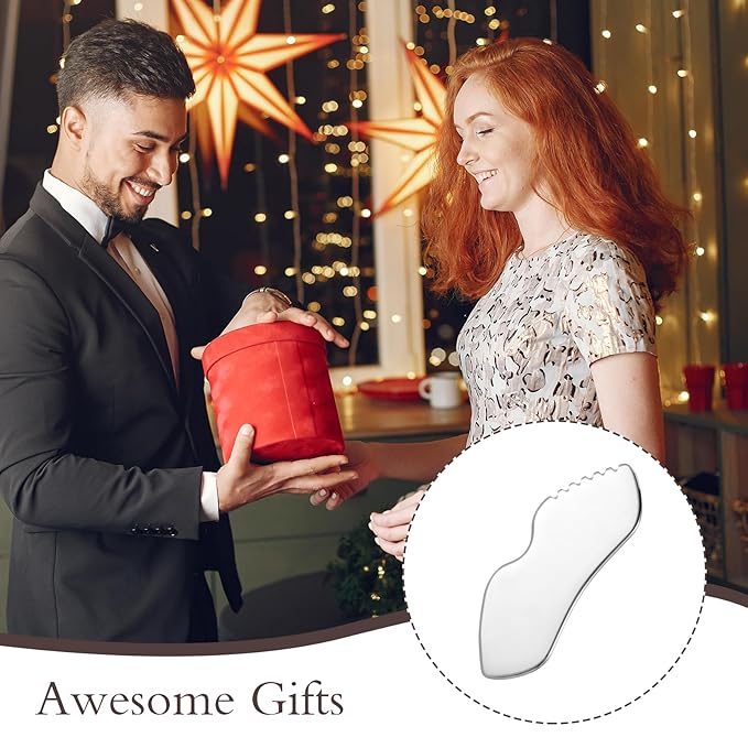 Tyqour 1pcs Stainless Steel Gua Sha Tool, Gua Sha Massage Tool, Gua Sha Body Tool, Face Scraper Tool, Face Gua Sha for Tighten Skin, Metal Gua Sha Tool for Blood Circulation & Lymphatic Drainage