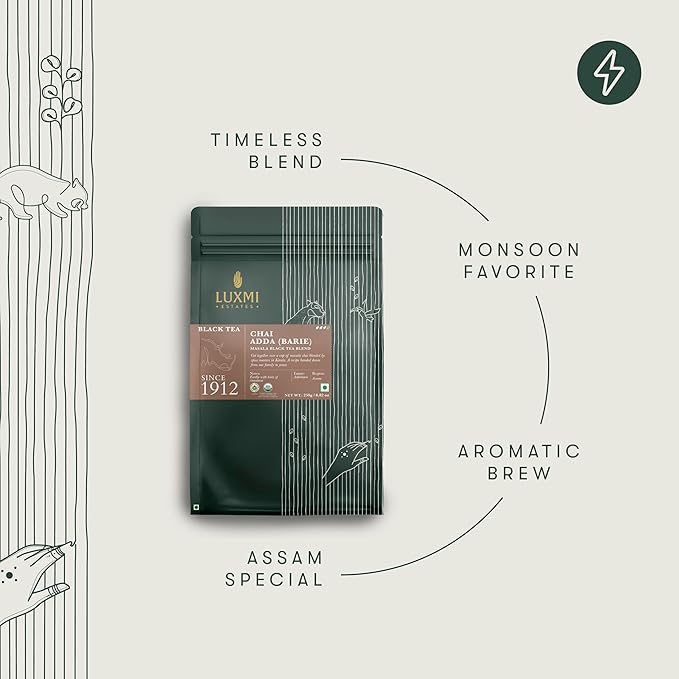 Luxmi Spiced Assam CTC Tea, Masala Chai Blend from India, TASTING NOTES: Aromatic, bright, robust, spicy & zesty, 250 Grams