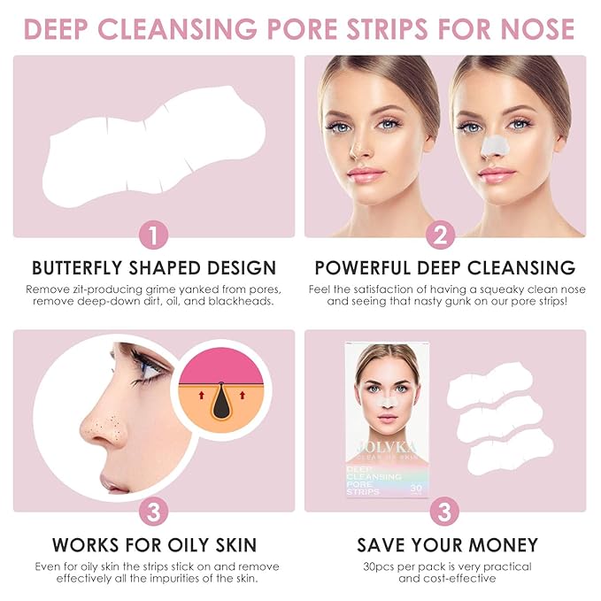 Blackhead Remover Pore Strips for Nose - 65 Strips - Charcoal Blackheads Removal - Blackhead Strip - Pore Cleaner