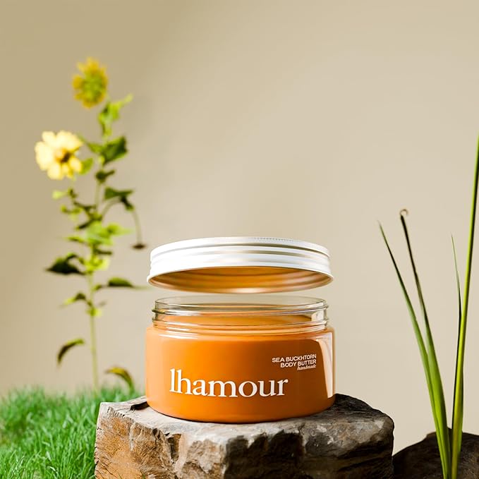 2-in1 Handmade Sea Buckthorn Oil Body Butter (3.53 oz) and Foot Salve for Dry Cracked Feet (1,06 oz)