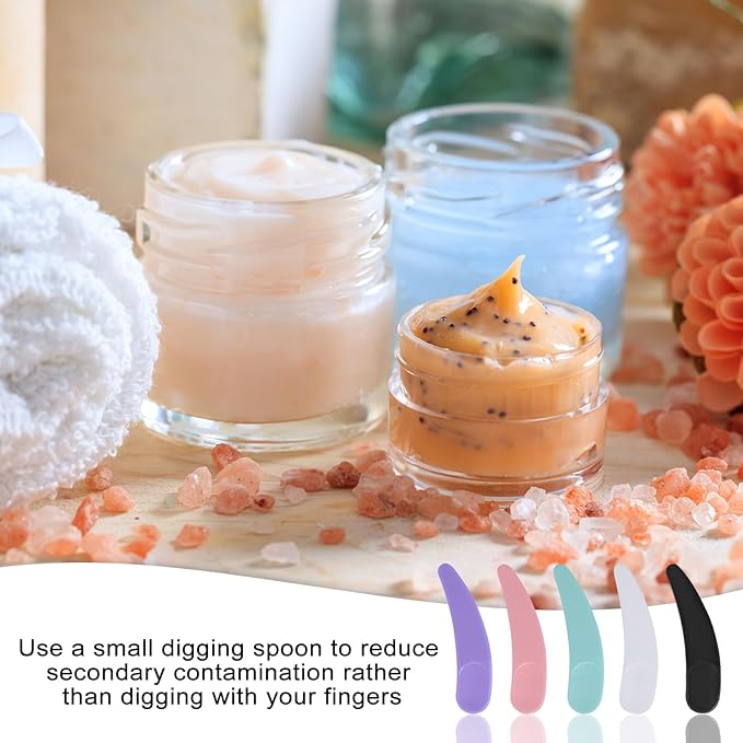 200 Pcs Mini Makeup Spatula Set, 2.2 Inch Cosmetic Spatulas, 5 Colors (Black, White, Green, Purple, Pink) Disposable Makeup Spatulas for Creams, Lotions, and Skincare Multi-Purpose Beauty Tools