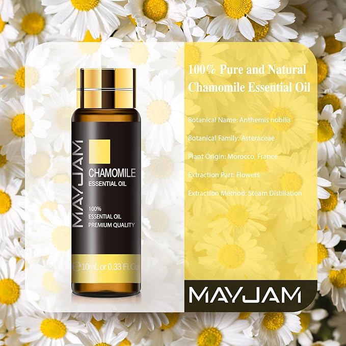 Chamomile Essential Oil, MAYJAM 10ML/0.33FL.OZ Premium Chamomile Oils for Soap Candle Making, Diffuser, Bedroom, Living Room, Office