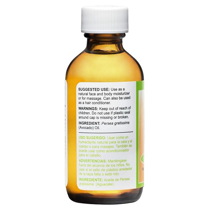 De La Cruz Avocado Oil - Expeller Pressed Pure 100% Avocado Oil for Hair and Body - Lightweight Body Oil for Dry Skin - 2 FL. OZ. (2 Bottles)