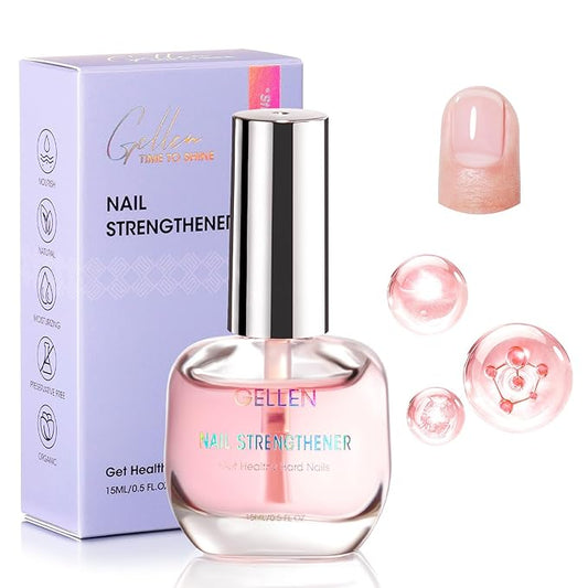 Gellen Nail Strengthener Protein | Nail Growth Strengthen & Repair Thin Weak Damaged Nails | Keratin Calcium Nourish Nail Care Treatment Sakura Scent, 15ml Air Dry Clear Finish