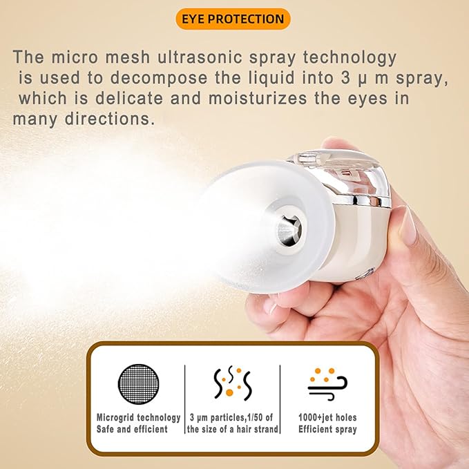 Heated Eye Sprayer for Dry Eyes Relief Mist Steamer Portable Warm Compress Eyes Mister for Eyelid,Eye Skin SPA Eye Steam Relief Dry Eyes and Stye Mini Eye Drops Tool