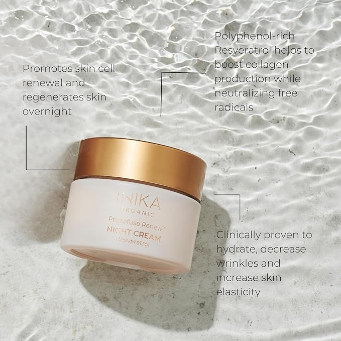 INIKA Organic Phytofuse Renew™ Night Cream | Nourishing Anti-Aging overnight skin repair cream with Natural and Vegan ingredients 50 ml