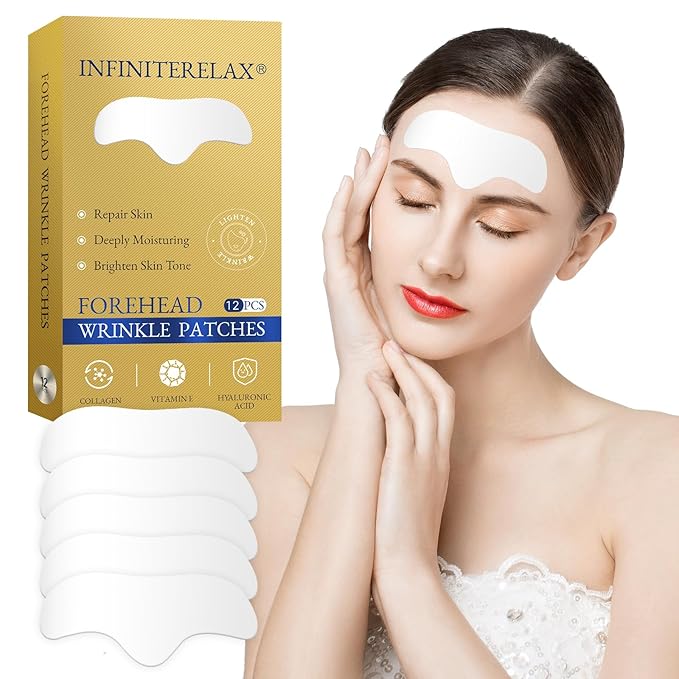 12Pcs Forehead Wrinkle Patches for Women, Hydrolyzed | Collagen | Vitamin E | Aloe Vera to Reduce Wrinkles Forehead Wrinkles Treatment Overnight (White)