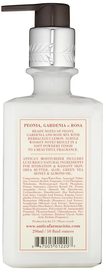 Antica Farmacista Body Moisturizer - Moisturizing Scented Lotion - Premium Body Moisturizer - Luxury Gift for Women & Men - Hand & Skin Hydration -Peonia, Gardenia & Rosa, 10 Fl Oz