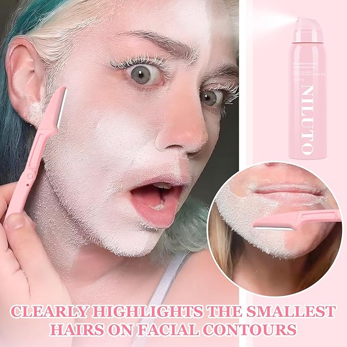 Hair Identifier Spray for Face Shaving, Moisturizing and Skin Care Dermaplaner Spray,Skin Body Hair Identifier Comfortable Face Shaving Powder (Pink 1pack 01)