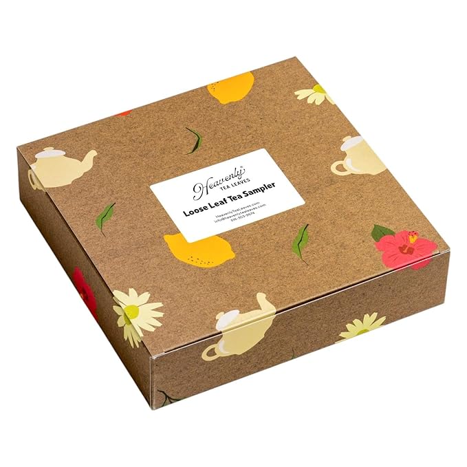 Heavenly Tea Leaves Organic Assorted 9 Loose Leaf Tea Gift Box (Approx. 90 Cups of Tea), Sampler Set of 9 Teas & Herbal Tisanes - Great Hot or Iced, High to No Caffeine, Mother's Day Gifts for Mom
