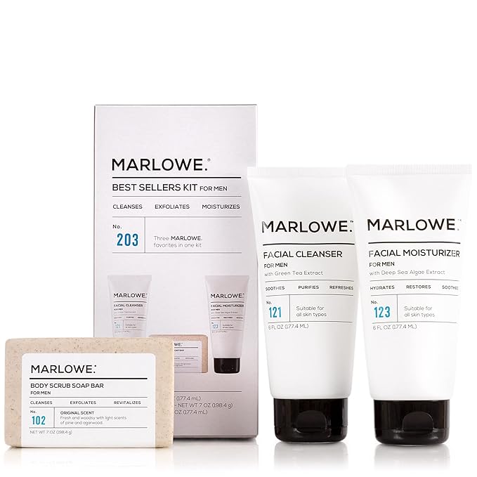 Best Sellers Kit & Classic Mens Shampoo and Conditioner Set | Features Signature Body Scrub Soap Bar, Men's Facial Cleanser, Facial Moisturizer, Shampoo & Conditioner