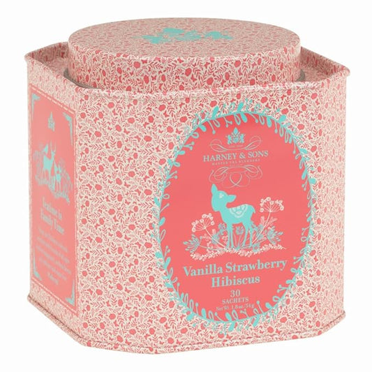 Harney & Sons Organic Vanilla Strawberry Hibiscus Tea | 30ct sachet tin