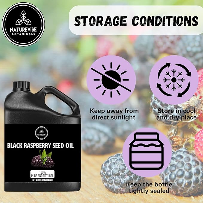 Naturevibe Botanicals Black Raspberry Oil 32 Ounces | 100% Pure and Natural | Great for Skin Care and Hair Care