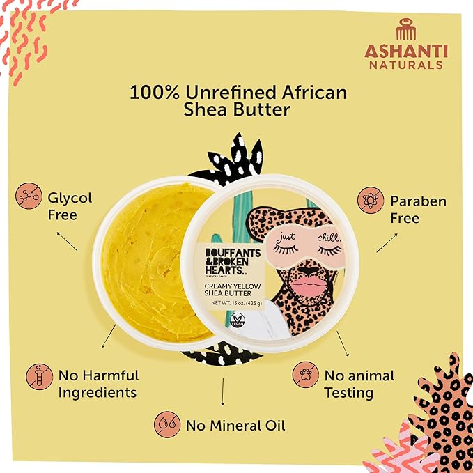 Bouffants Bundle - Creamy Yellow Shea Butter (15oz) | African Black Soap Bar (8oz)