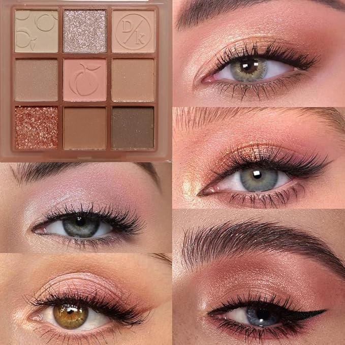 Eyeshadow Palette Makeup- 9 Colors Rose Gold Dark Brown Colorful Eyeshadow Palette Matte Shimmer Korean Natural Eye Shadow palettes Highly Pigmented Naturing-Looking Long Lasting (14#)