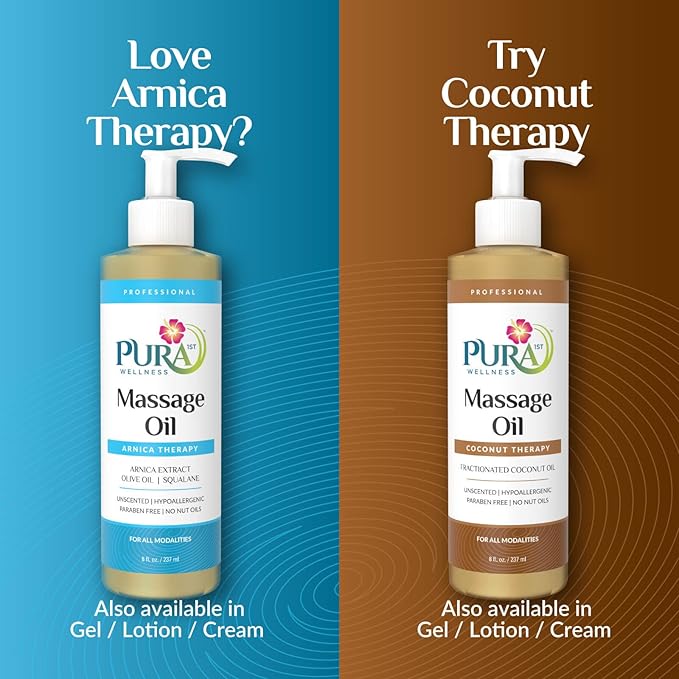 PURA Arnica Oil - Unscented Deep Tissue Massage Therapy, Hypoallergenic for Muscle Recovery, 8oz