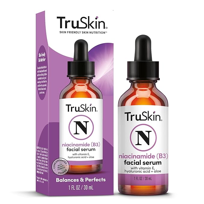 TruSkin (B3) Niacinamide Serum for Face – Minimize Appearance of Pores, Balance Moisture & Tone, Hydrate & Soothe with Hyaluronic Acid, Vitamin E, Aloe & Avocado Oil, 1 fl oz