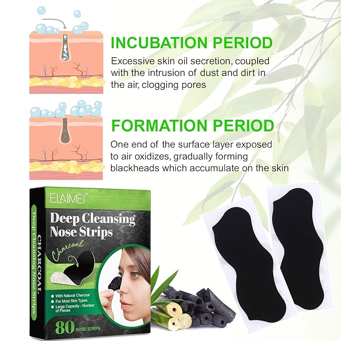 Blackhead Remover Strips,Remover Pore Strips (80pcs),Deep Cleansing Nose Strips,Removes Blackheads and Unclogs Pores,Tightens Pores, Blackhead Remover Strips For Women and Men