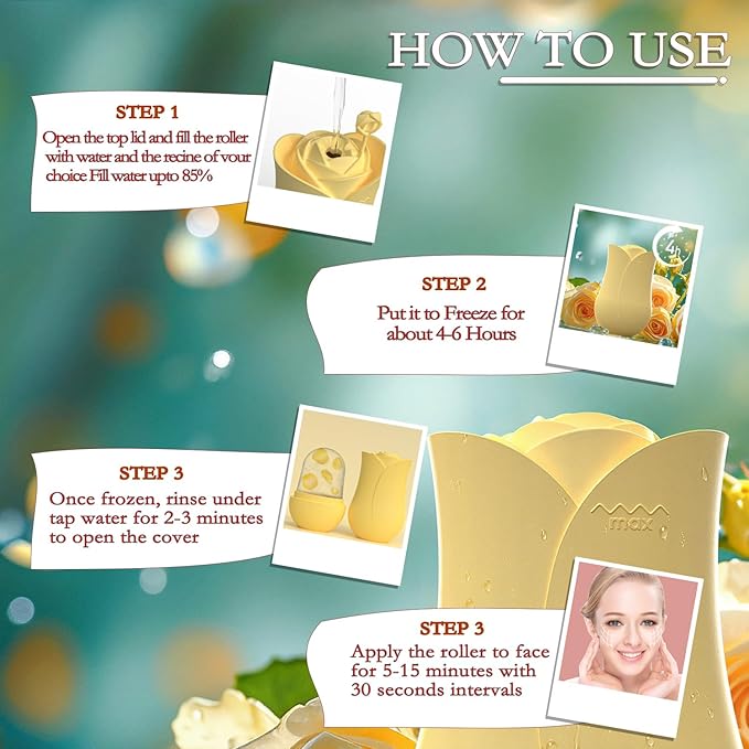 Ice Roller For Face，Cryo Cube Ice Roller For Facial And Eye,Skincare Tools,For Relieving Facial Edema, Shrinking Pores, And Lifting And Firming The Skin (Yellow)