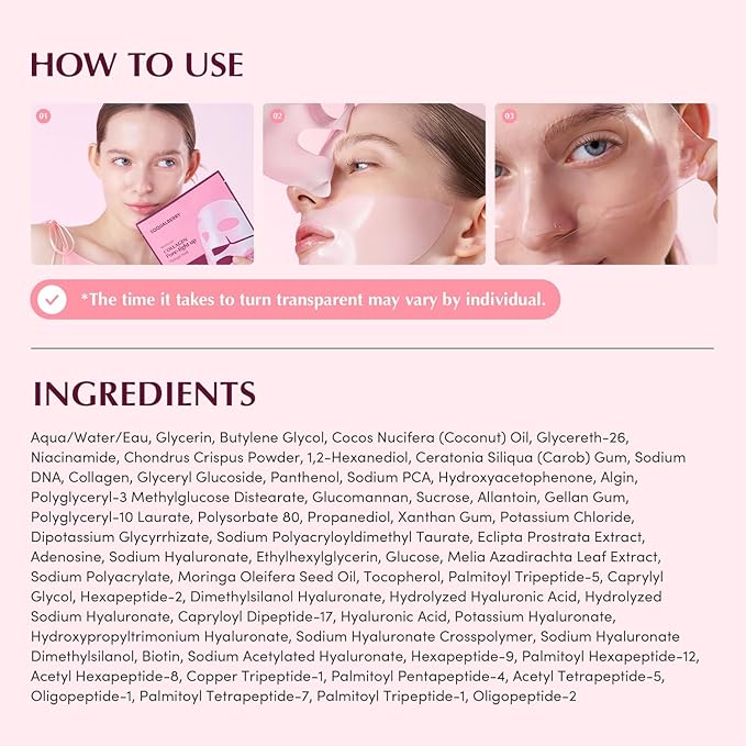 Collagen Pore-Tight Up Mask - PDRN & Low Molecular Collagen for Pore Minimizing and Firming | Korean Collagen Face Mask for Glass Skin, 4 Sheets, 1.01 OZ.