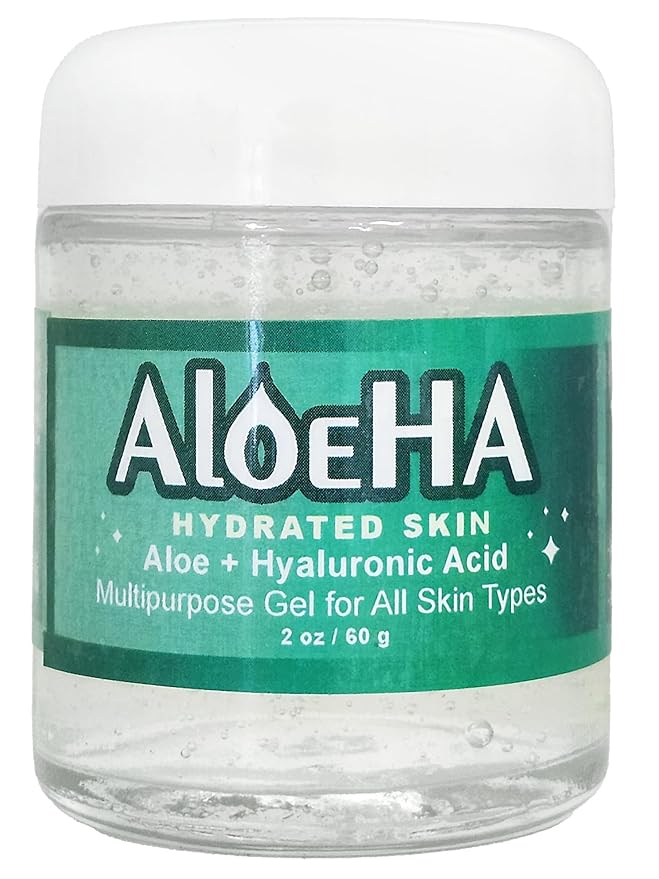 AloeHA Hydrated Skin Aloe & Hyaluronic Acid Gel - Hydrating Serum & Moisturizer for Sensitive Skin, Under Eye Care, All-Purpose Skincare Gel & Mask (2 oz)
