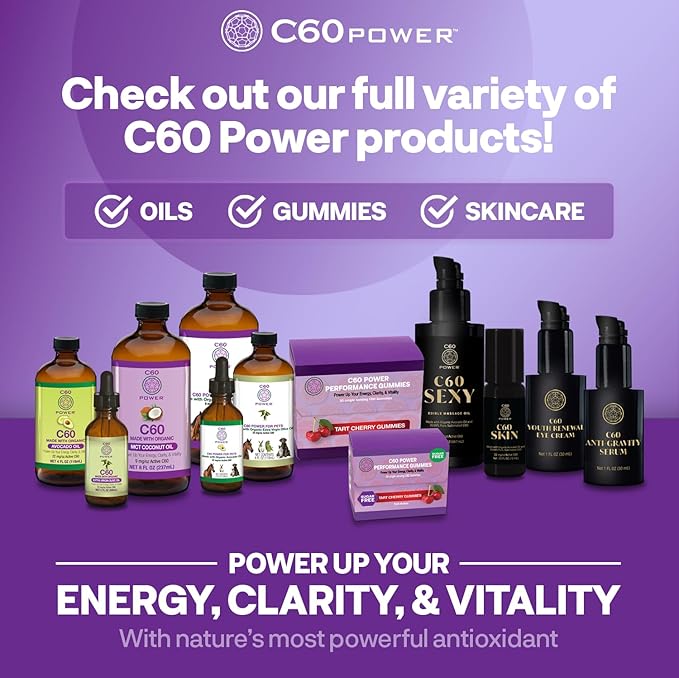 C60 Skincare - Age-Defying Antioxidant Protection - Reduce Wrinkles, Heal Skin, Non-Greasy - Face, Body, Bug Bites, Scarring - Organic Avocado Oil, 99.99% Pure (Regular, C60 Anti-Gravity Serum)