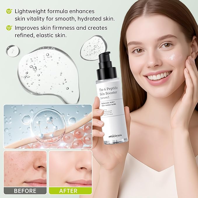 6X Peptide Skin Booster Toner Set, Peptide Boosting Facial Essence for Women, 1 Pcs Repairing Serum with Niacinamide & Hyaluronic Acid, Reduces Fine Lines & Wrinkles, Soothes Skin, Korean Skin Care