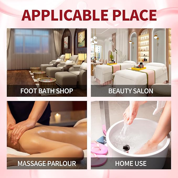 Pedicure Kit Foot Soak Set: Bubble Salt, Sugar Scrub, Massage Mask, Massage Lotion in a Box, 4 Step Foot Spa Kit for Dry Feet,Tired Feet（3 Set Pomegranate)