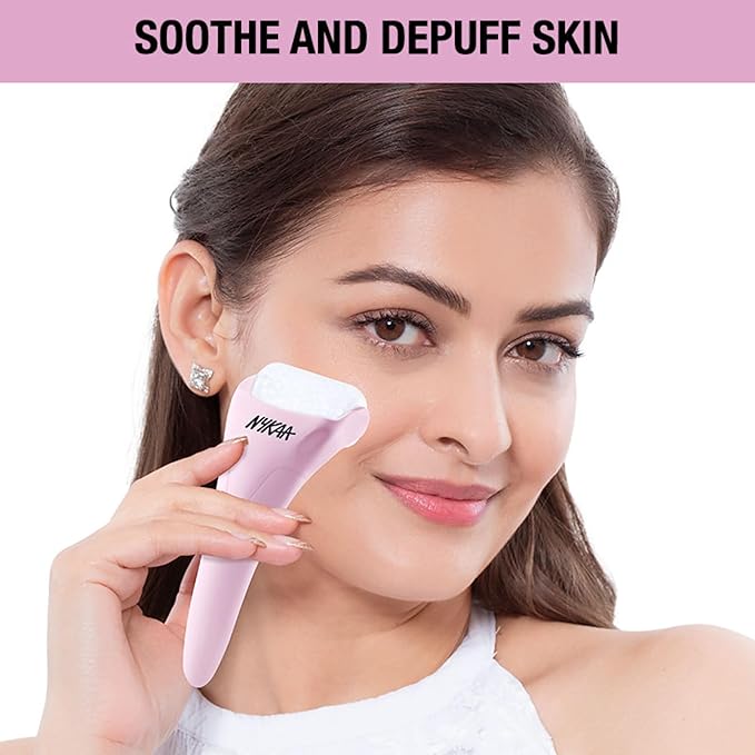 Nykaa Naturals Ice Roller Massage for Face Toning - Reduces Clogged Pores - Improves Absorption - Releases Neck Stiffness - Pink - 1 pc