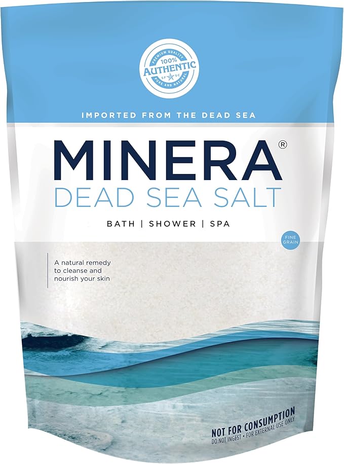 Minera Dead Sea Salt, 100% Pure & Natural, 10 lbs. Fine Grain (0-1.7 mm) Bulk Bag, Easily Dissolving Dead Sea Salts for Soaking & Bathing, Skin Nourishing Fine Sea Salt, Unscented