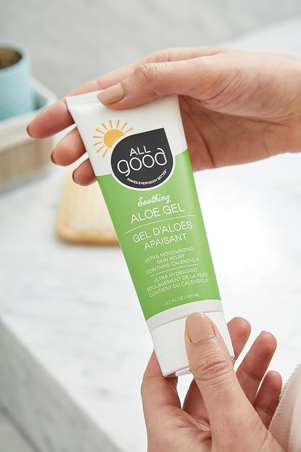 All Good Aloe Vera Gel | After Sun Lotion, Sunburn, Skin Repair | Moisturizing Organic Aloe for Skin Relief | Hydrating Hyaluronic Acid, Niacinamide (Vitamin B-3) Non GMO, Vegan | 3.7 oz (2-Pack)