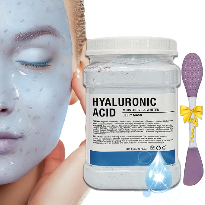 Jelly Mask Powder for Facials,Hyalorunic Acid Jelly Masks For Facials Professional, Aloe Vera Jelly Face Mask,Face Masks with Double-ended Silicone Brush, 23 Fl Oz