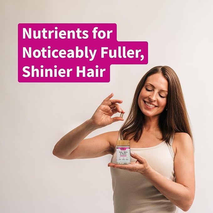 Snap Supplements Hair, Skin and Nails Vitamins, Support Hair Growth, Nourish Skin and Nails with Biotin, Collagen, Kelp, Bamboo and Other Vitamins, Radiant Skin, Strong Hair and Nails, 60 Capsules