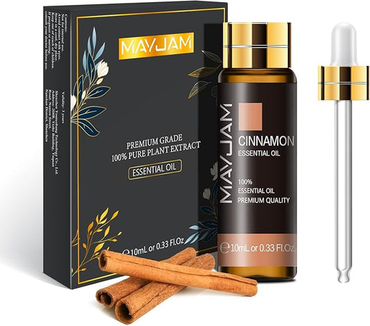 Cinnamon Essential Oil, MAYJAM 10ML/0.33FL.OZ Premium Cinnamon Oils for Soap Candle Making, Diffuser, Bedroom, Living Room, Office