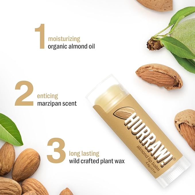 Hurraw! Almond Lip Balm, 2 Pack: Palm