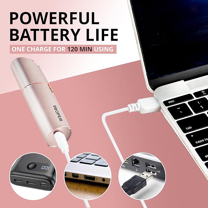 Facial Hair Removal for Women: Electric Hair Removal Device - Rechargeable Painless face Razor for Chin Upper Lip Peach Fuzz with Light (Pink)