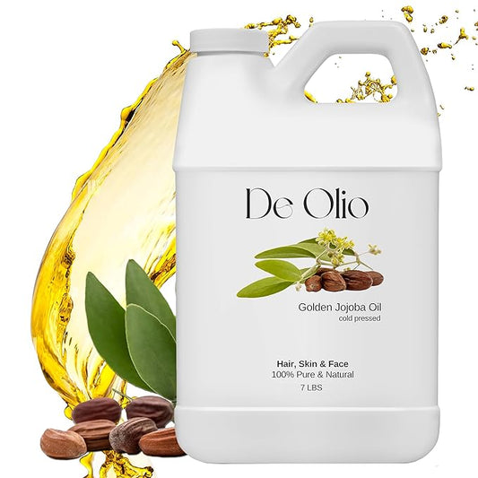 | Golden Jojoba Oil | 100% Pure & Natural | Face, Hair and Body | Cold Pressed | Soap Making & Massage | Carrier Oils | 7LBS (112 fl. oz.)