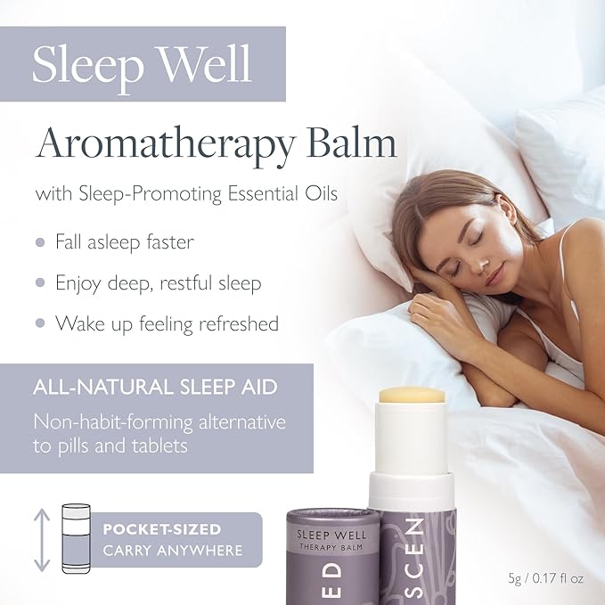 Scentered Aromatherapy Balm Stick - Sleep Well Lavender Essential Oil Roll On to Help Sleep - All Natural Sleep Aid with Palmarosa & Ylang Ylang - Aromatherapy Gifts for Women