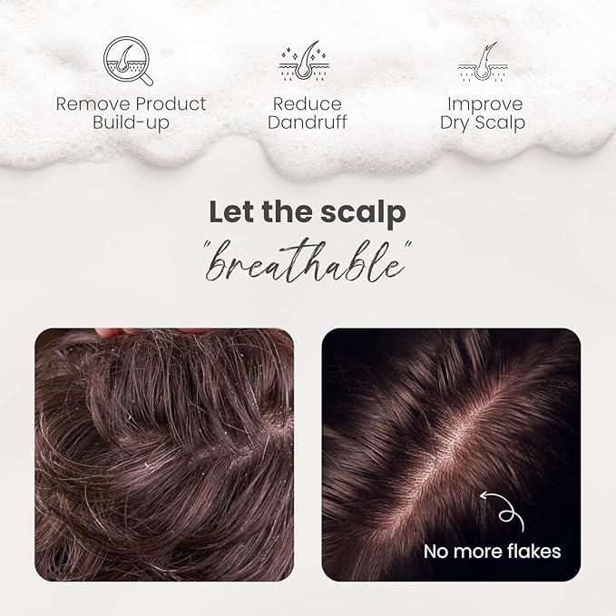 AIMIKE Soft Silicone Scalp Massager Brush, Exfoliator for Dandruff, Head Scrubber for Thick Curly Wet Dry Hair of Women Men Kids, Beige