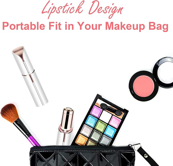 Facial Hair Removal for Women, Mini Hair Remover, Electric Razor Shaver Portable Bikini Epilator for Lips, Chin, Armpit, Peach Fuzz, Fingers, Neck, Cheek and USB Rechargeable (White)