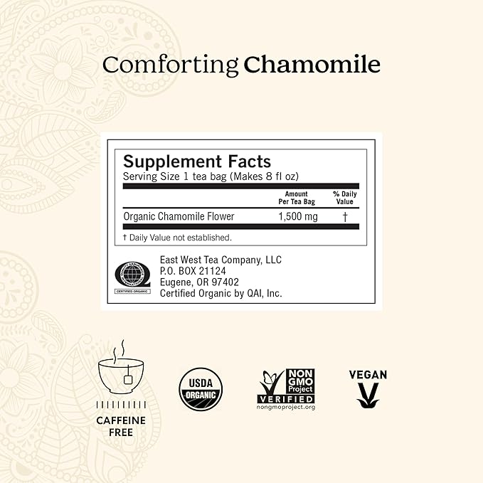 Yogi Tea Comforting Chamomile Tea - 16 Tea Bags per Pack (6 Packs) - Organic Chamomile Tea Bags - Supports a Good Night's Sleep & Occasional Stomach Discomfort - Made from Organic Chamomile Flower