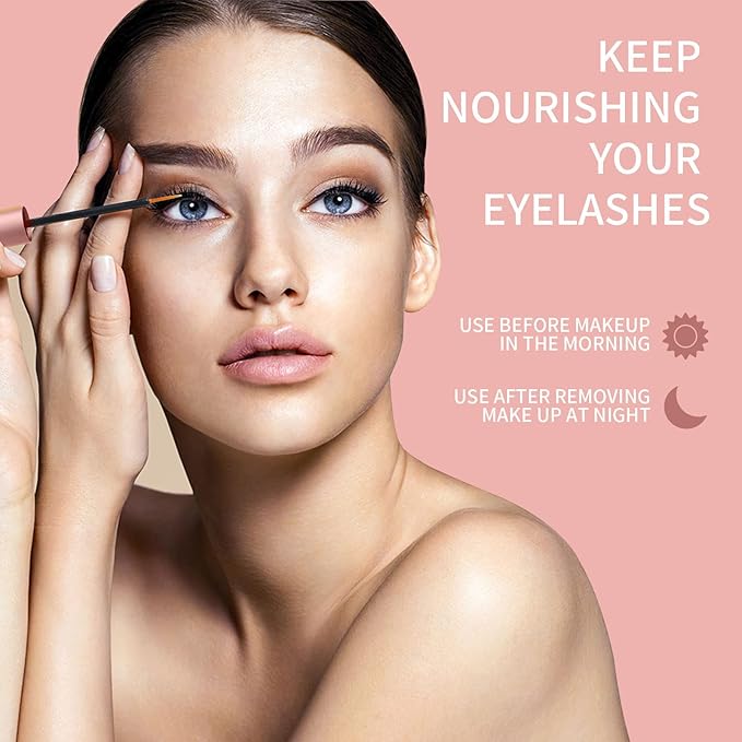 Premium Eyelash Growth Serum, Lash Growth Serum 5ML, Eyebrow Growth Serum with Peptides, Irritation-Free Eyelash Serum to Grow Lashes, Lash Boost for Fuller, Longer, Thicker, and Stronger Lashes, Pink