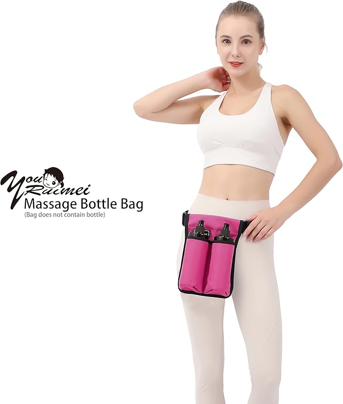 Massage Bottle Bag Massage Therapist Holster Massage Lotion Holster Massage Oil Holster（YR-2KD-Rose Red）